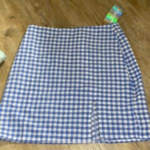 Blue skirt with slit